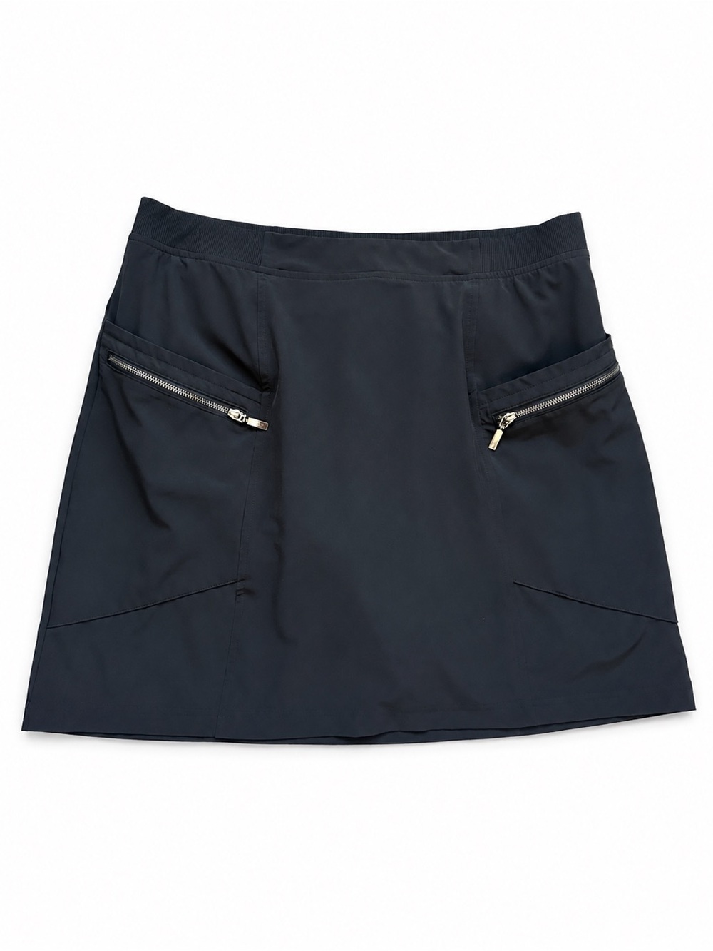Chico’s Black Pull-On Skort Size 2 US 12 Zip Pockets Built-In Shorts